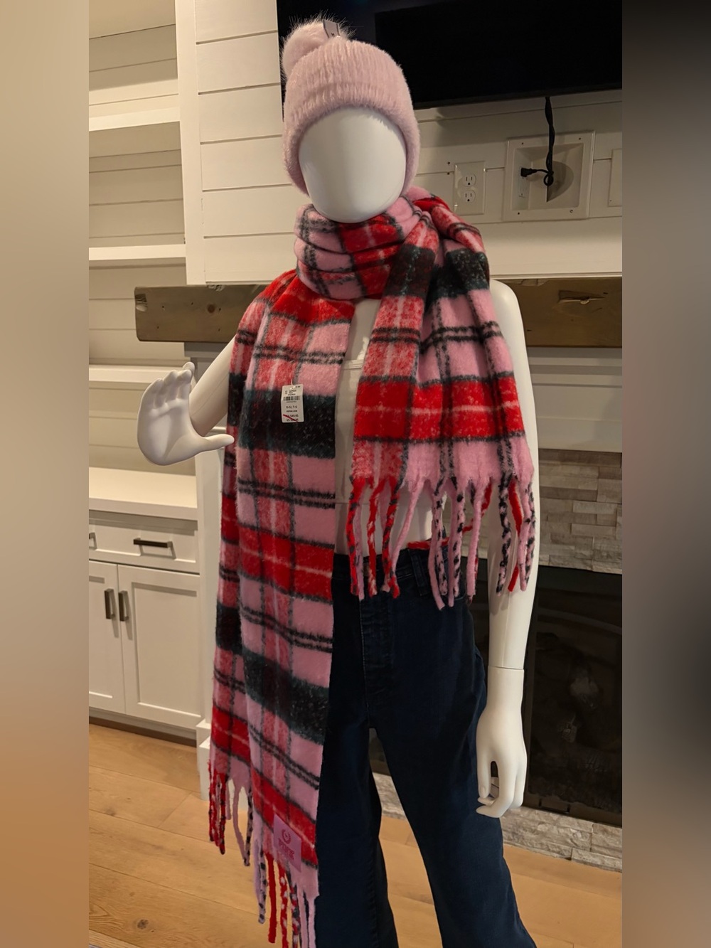 PINK Victoria’s Secret - Christmas Tartan Preppy Plaid Winter Scarf 🎄🎀 - Picture 3 of 7